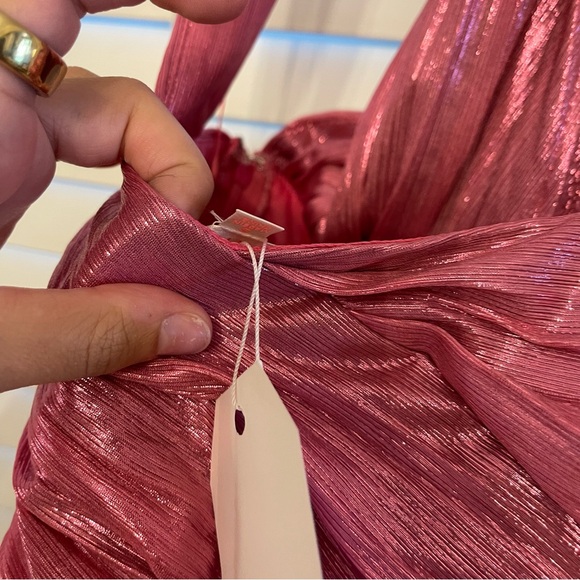 Hot Pink Shimmer Maxi Dress w Slit - Picture 8 of 8